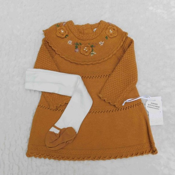 Max Studio 6-9M Collared Sweater Dress with Tights NWT - Picture 2 of 3